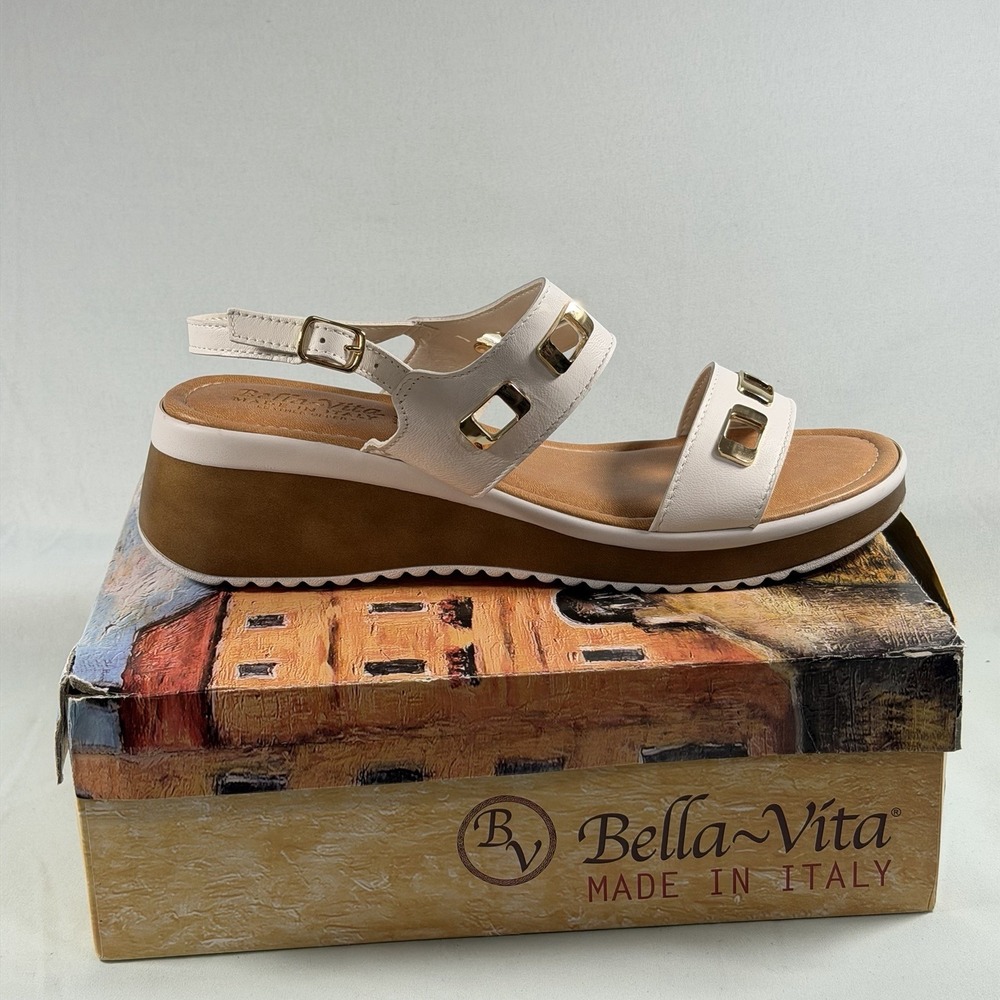 Bella Vita Size-11M Women's Sandal Vic-Italy Wedge Leather White